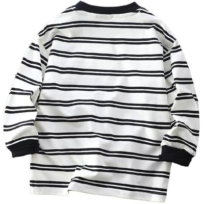 男童纯棉条纹长袖T恤春秋打底衫