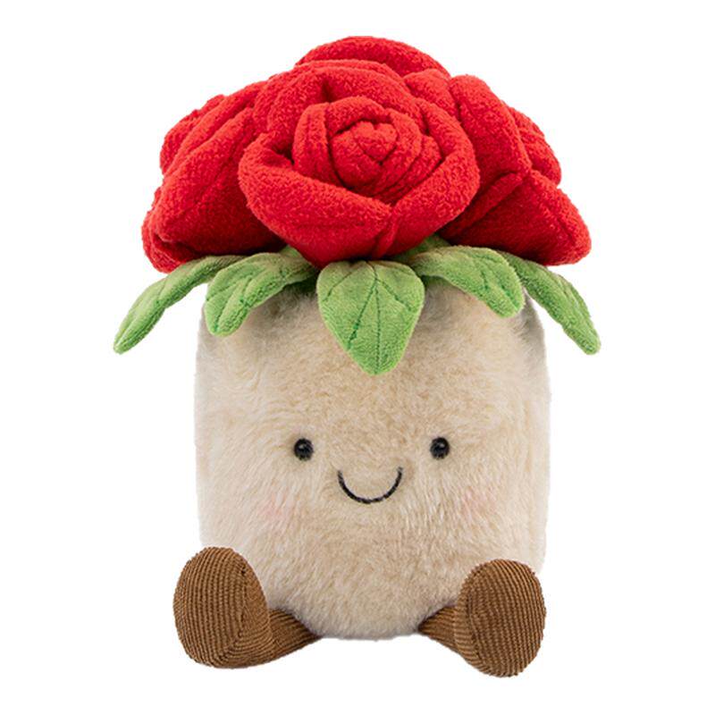 奶芙玫瑰花盆栽玩偶毛绒玩具