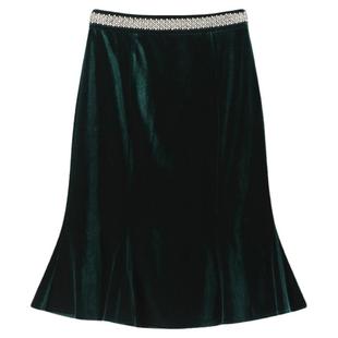 春装金丝绒中长裙高腰韩版墨绿鱼尾裙半裙大码女裙黑色及膝包臀裙