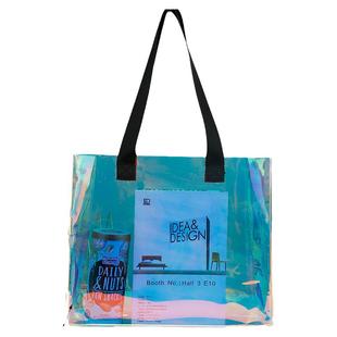 镭射手提袋定制图案pvc透明高级感礼品袋斜挎果冻镭射包塑料袋子