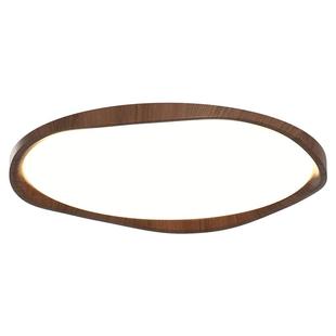 箭牌设计师超薄卧室灯中古风创意胡桃木色护眼儿童房书房间吸顶灯