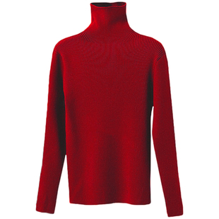 红色高领羊绒毛衣女秋冬2025新款针织衫堆堆领洋气上衣内搭打底衫