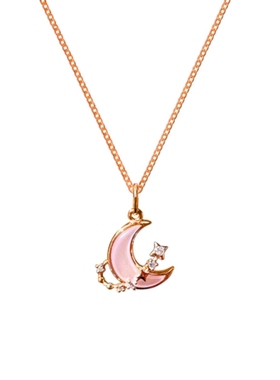 私奔到月球18K金粉月亮项链