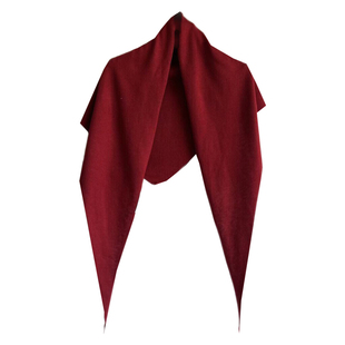 韩系羊毛高级感大三角巾披肩女冬围巾配大衣外搭红色针织毛线围脖
