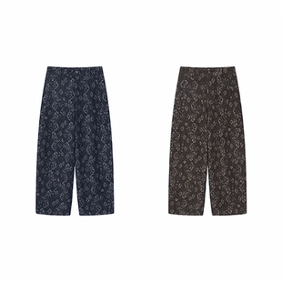 艾文文IRIS腰果裤2026新款秋冬女装复古时髦棉质花纹休闲阔腿裤
