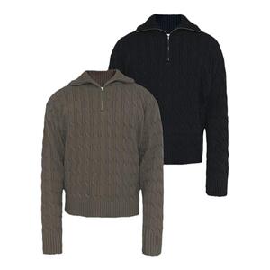JCAESAR TWISTED SWEATER 半拉链绞花毛衣 肌理面料 高领保暖长袖