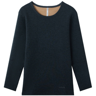 红豆男士保暖内衣加绒加厚色纺抗静电冬防寒修身打底秋衣单件上衣