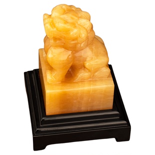 福雅禄天然玉石狮子官印玉玺北京狮大印章摆件财印官印玄关摆设