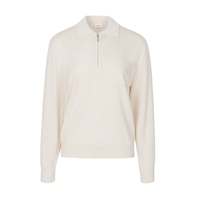 Polo领羊绒桑蚕丝针织外穿家居服