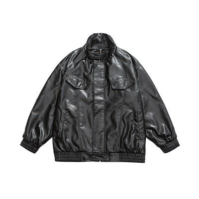 FORNINES刺绣立领FOR皮衣