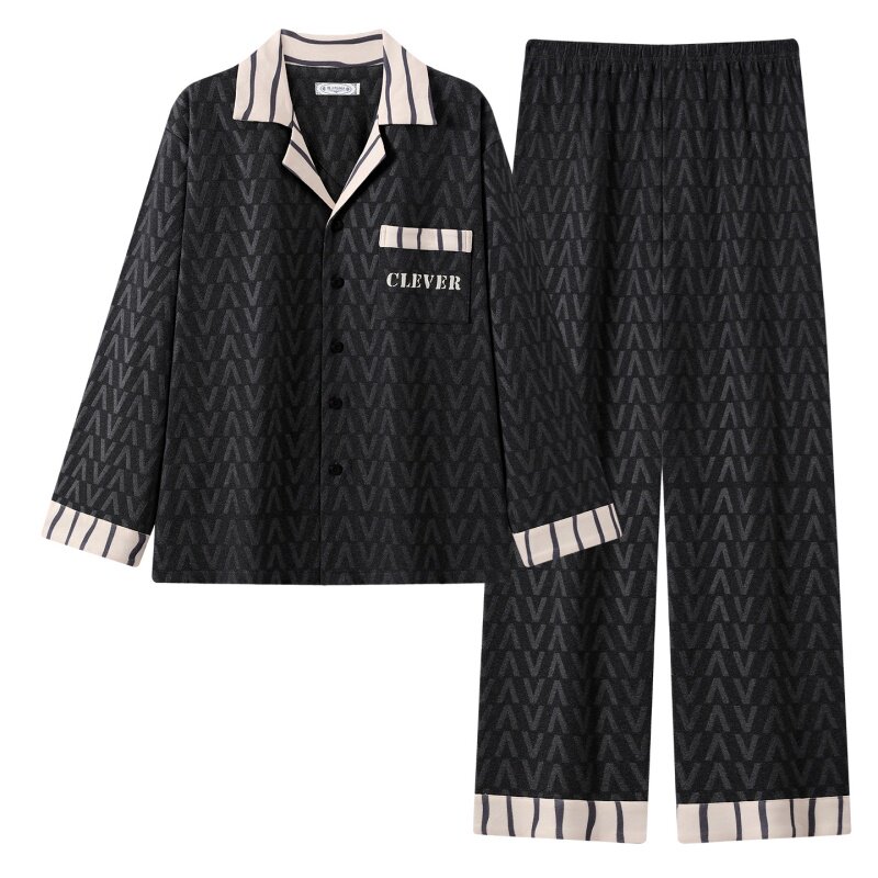 秋冬男士德绒保暖长袖家居服套装