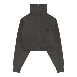 MARANT ETOILE OXANE休闲针织翻领拉链短款开襟衫上衣女