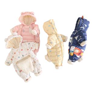 宝宝冬装1周岁一9七7八8六10十个月婴儿男羽绒棉衣服女外出连体衣