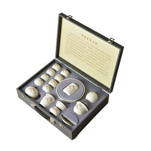 汝窑功夫茶具套装柿柿如意茶壶茶杯整套高雅家用中式陶瓷茶具套组