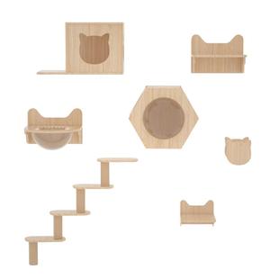 宠贝亚猫爬架挂墙面墙壁式猫墙猫窝猫树壁挂式全实木猫抓墙猫跳台