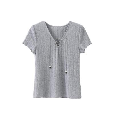 POPCHRIO设计感绑带V领针织上衣