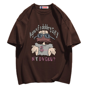 NASA联名美式复古重磅纯棉短袖T恤男潮牌宽松休闲百搭情侣五分袖