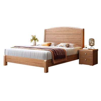 现代中式全实木环保金丝檀木床