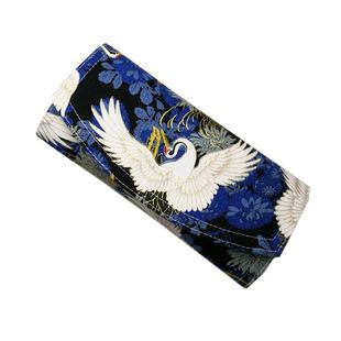 布邑 国风笔套三支装钢笔收纳袋笔帘笔包笔盒磁扣款便携式蓝色鹤