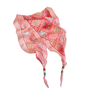 2026新款粉色串珠长条丝巾女春夏系脖高级感配饰薄围巾三角巾领巾