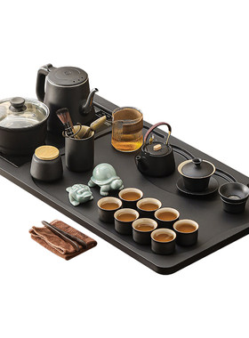 茶具套装烧水壶一体仿乌金石茶盘