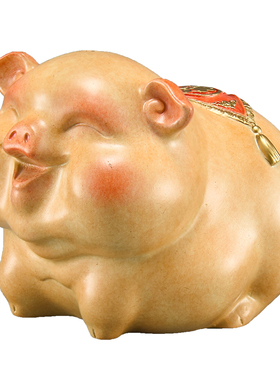 黄铜福猪存钱罐摆件家居桌面饰品