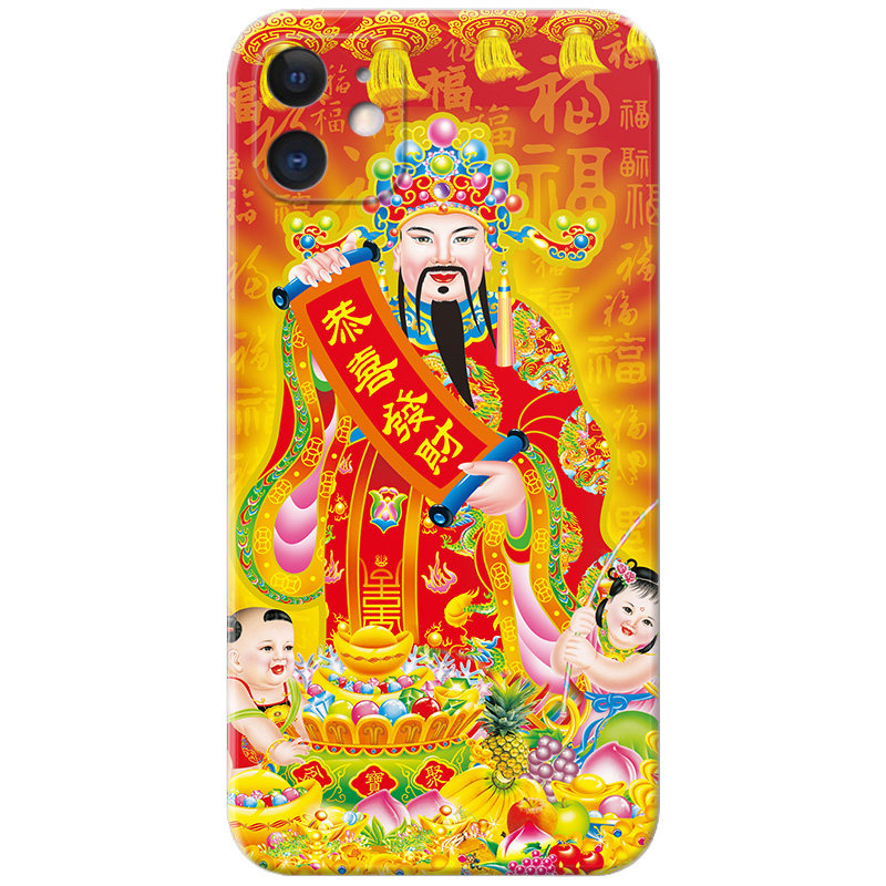 中国风财神爷适用iphone11苹果12手机壳17air/16/15/14/13/7/8/6plus可爱promax新年XR古典女款mini软