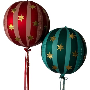 CIRCUS马戏团主题4D圆形条纹星星铝箔卡通气球跳火圈狮子节日装扮