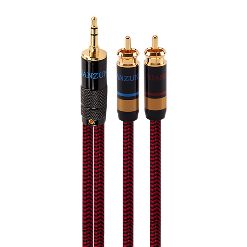 线尊 3.5mm一分二音频线3.5转双莲花头电脑功放音响红白RCA连接线
