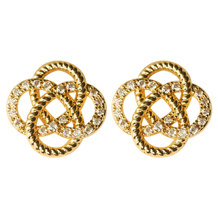 复古新中式金色同心结耳钉轻奢高级感气质大气2026新款爆款耳环女