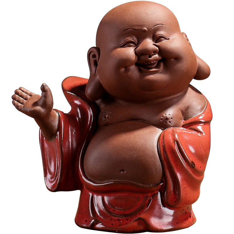 紫砂窑变釉弥勒佛笑口常开茶宠