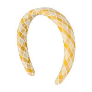 黄色格子宽边发箍女款夏季高级感洗脸压发头箍头饰高颅顶发捆发卡