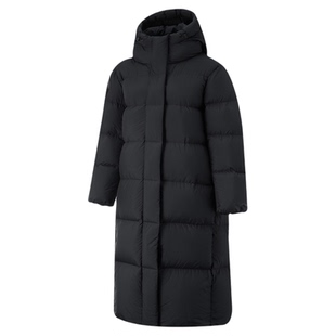 李宁火锅羽绒服长款官方女士冬季新款连帽鹅绒加厚保暖黑色运动服