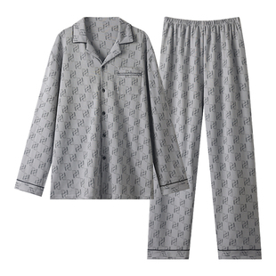 芬腾可安男士睡衣男款秋季纯棉2026新款长袖大码字母家居服秋冬天
