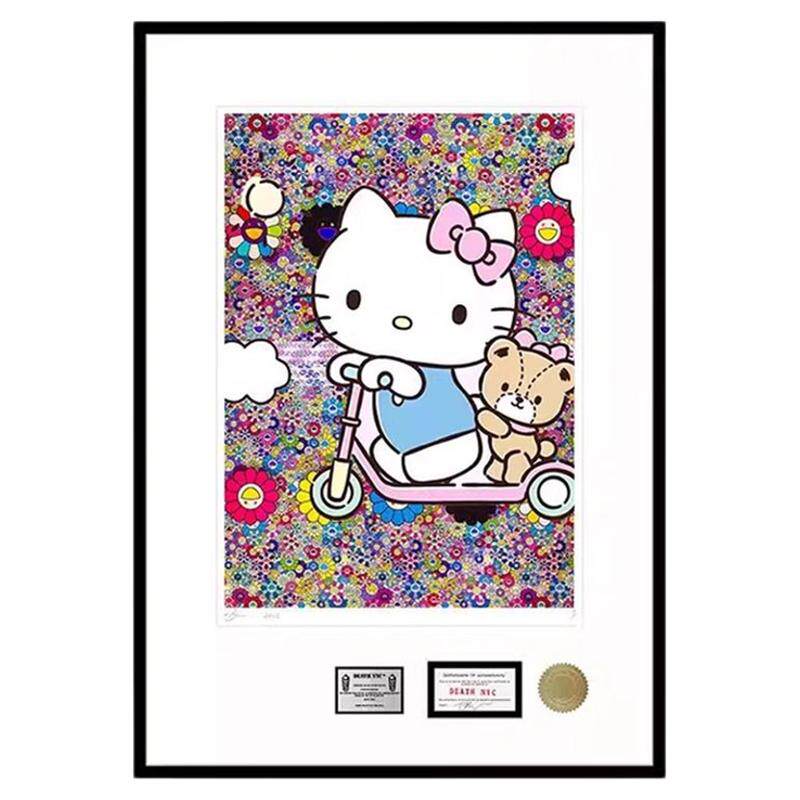 Kitty卡通女孩可爱儿童房装饰画现代简约艺术温馨治愈系客厅挂画