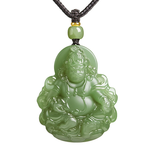 福禄纪官方旗舰店真品和田玉黄财神吊坠女士天然羊脂玉石度姆项链