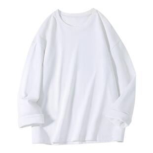 猫人白色长袖T恤女2026年春季新款纯色内搭圆领基础纯棉打底上衣Z