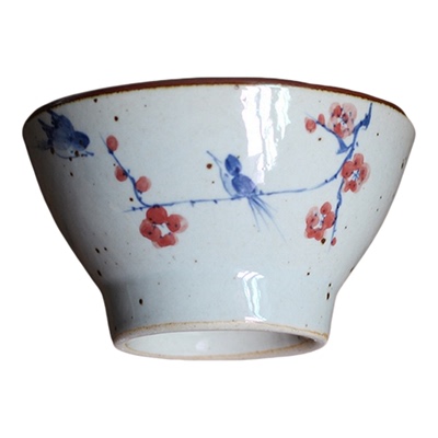 景德镇上新 纯手绘釉下彩青花陶瓷 田园中式国风斗笠饭碗水果碗