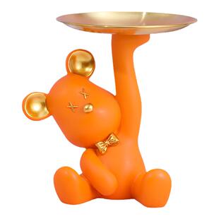 创意轻奢可爱暴力熊收纳托盘桌面摆件客厅电视酒柜装饰品结婚礼物