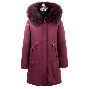 恒源祥新款活面活面中老年羽绒服女中长款加厚奶奶冬季妈妈装外套