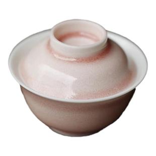 天野造物漫粉小茶叙盖碗陶瓷纯手工泡茶碗薄胎茶杯海棠壶承景德镇