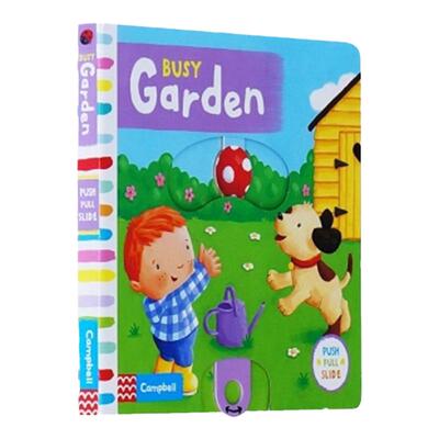 英文原版Busy Garden 忙碌的花园 Rebecca Finn Pan Macmillian 纸板书 操作机关书 儿童启蒙读物 进口英语绘本 正版 原版英语书籍
