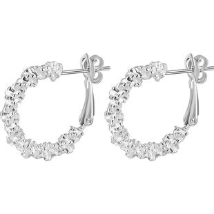 老银匠碎银几两s925纯银耳环小众设计碎银子圈圆脸秋冬耳钉坠女款