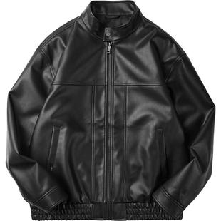 HLA/海澜之家山不在高立领PU皮夹克26春夏新时尚质感皮衣外套男装