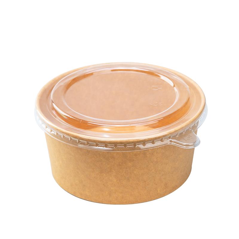 带盖一次性食品级牛皮纸碗圆形
