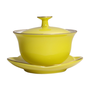 茶与器日本香兰社中国茶盖碗三色茶道三才盖杯带编号