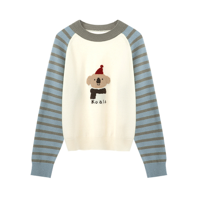 LAGOGO趣味考拉插肩学院风针织衫