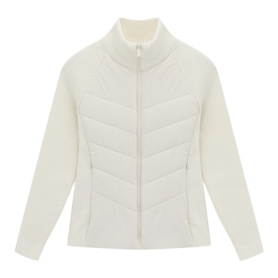 百家好立领针织拼接排骨棉服女冬季新款短款收腰修身保暖棉服外套