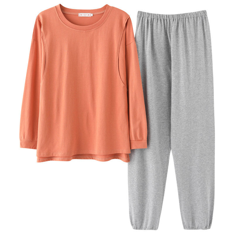 月子服春秋款纯棉产后哺乳喂奶衣孕妇睡衣女3怀孕期5春夏季4月份6