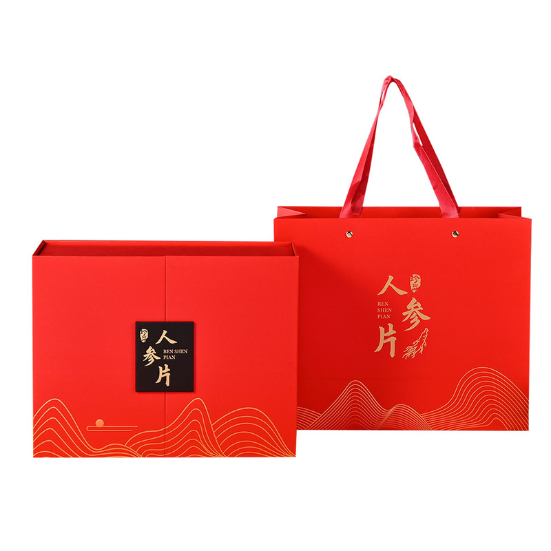 红色人参片中国风开运礼品盒
